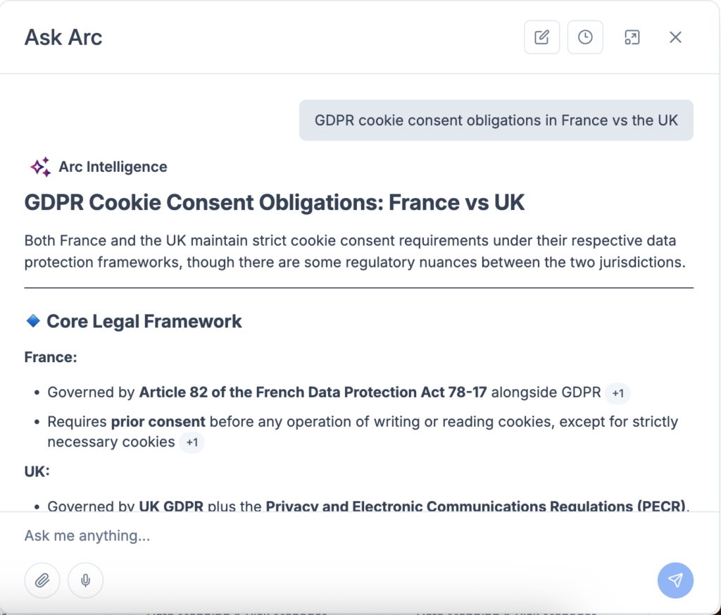 TrustArc Arc Intelligence answering GDPR's cookie consent obligations across countries