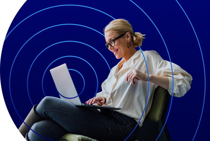 TrustArc's homepage hero image, displaying privacy solutions with abstract design